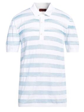 Missoni White Polo with Light Blue Stripes